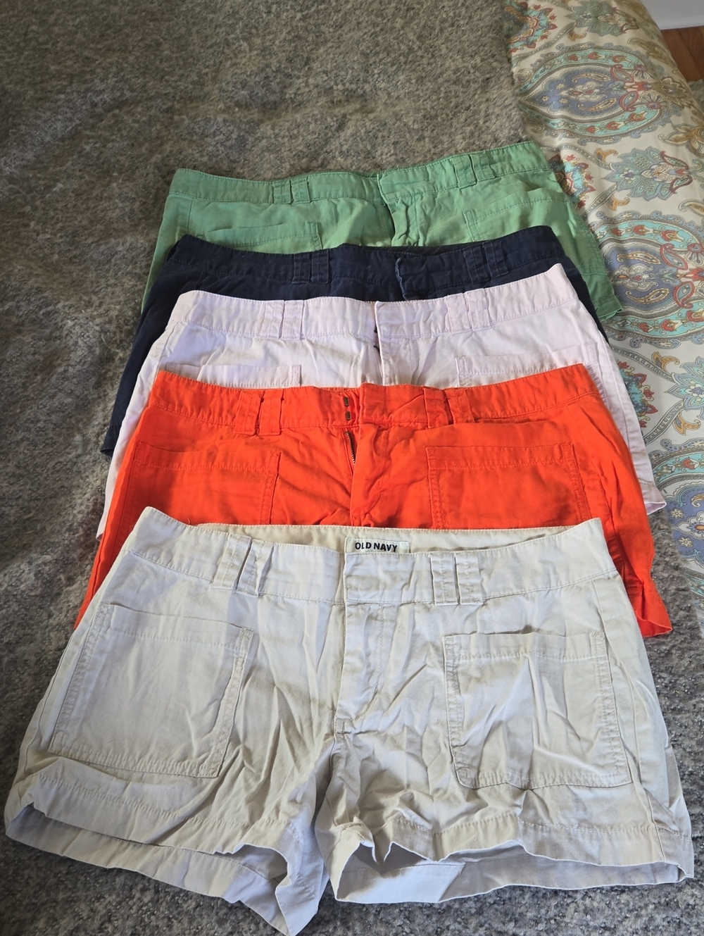 Old Navy Women's Flat Front Shorts Bundle in White, Orange, Navy, Pink & Green